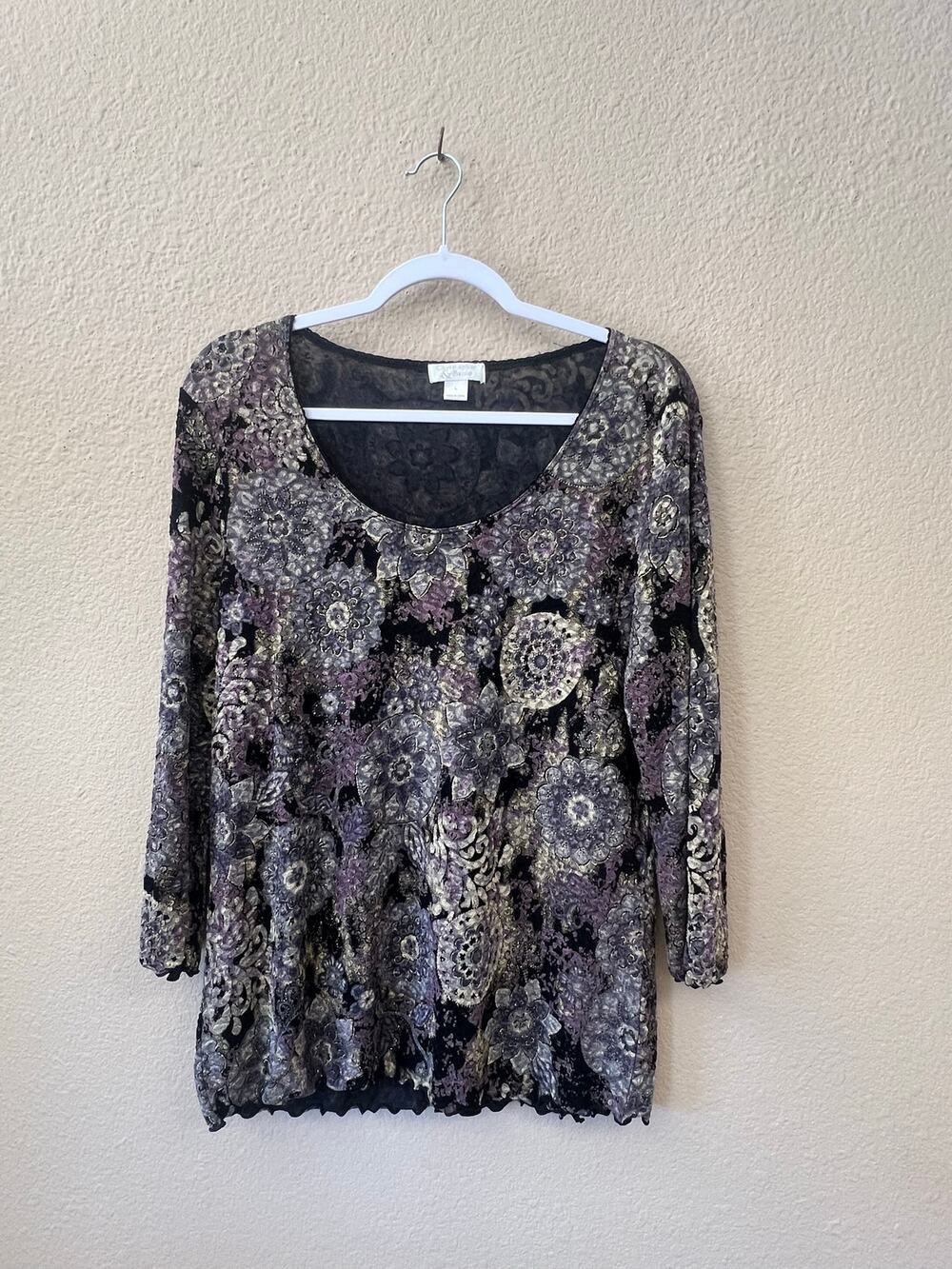 Vintage 90s Christopher & Banks floral top size L